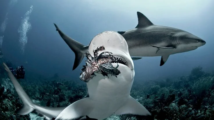 shark eating a fish